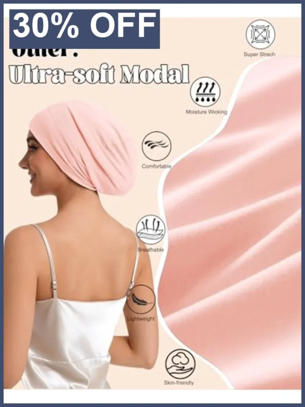 Mulberry Silk Lined Sleep Cap Adjustable Hair Bonnet for Women
